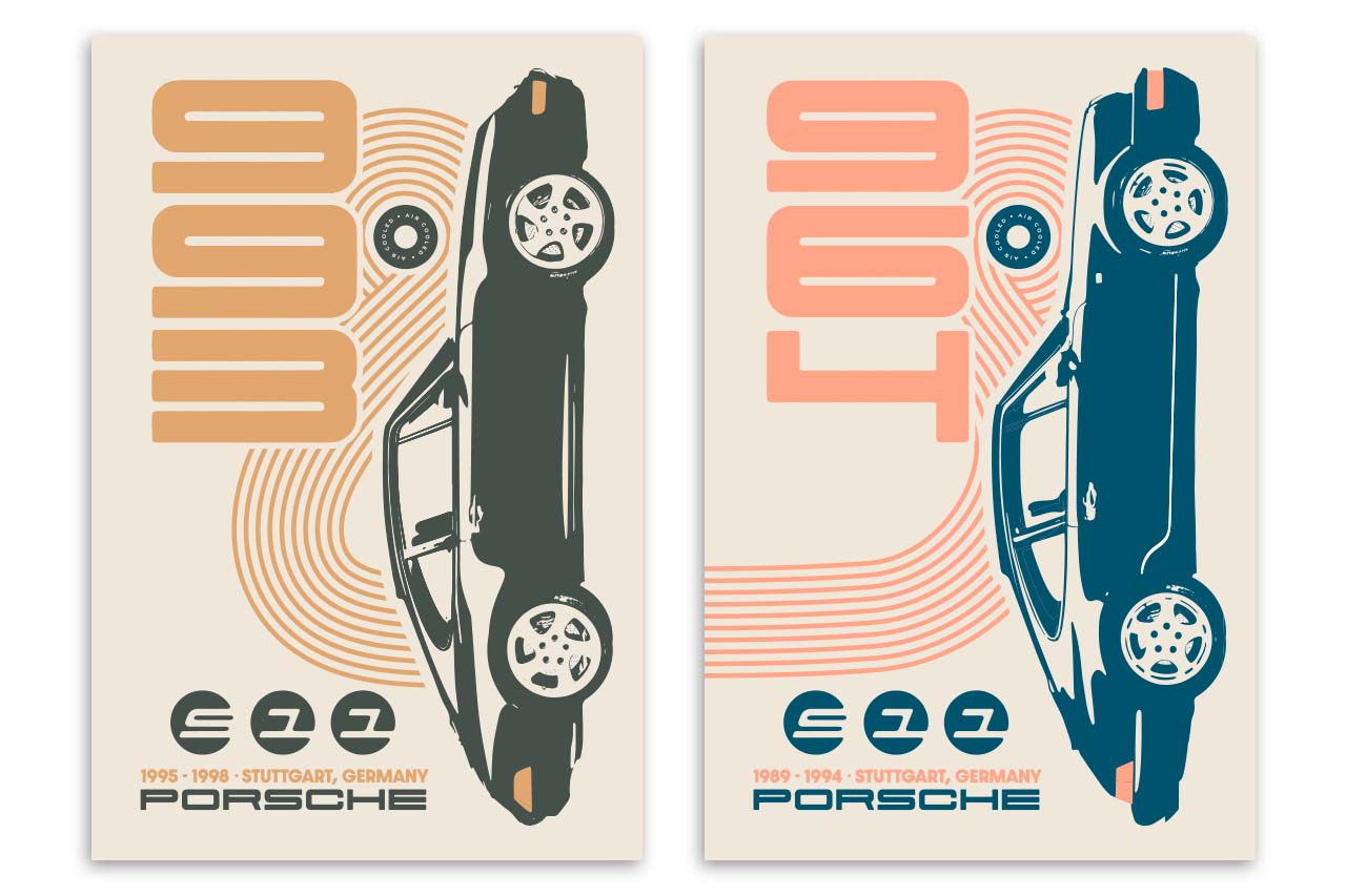 Porsche Retro Typography Prints